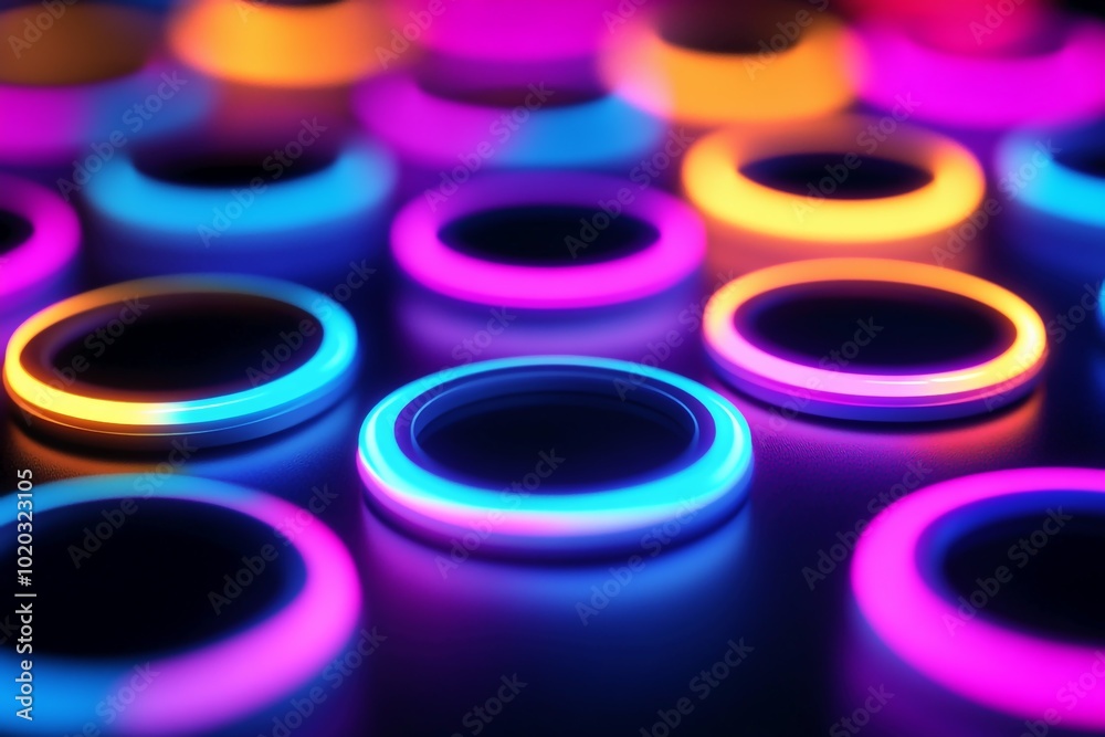 3D Groovy Circles, Vibrant glowing circle design Background Wallpaper