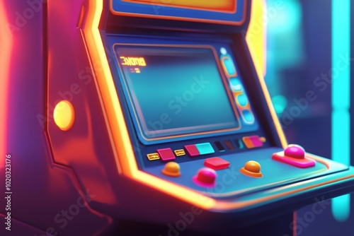 3D 80s Arcade Style, Retro gaming aesthetic Background Wallpaper