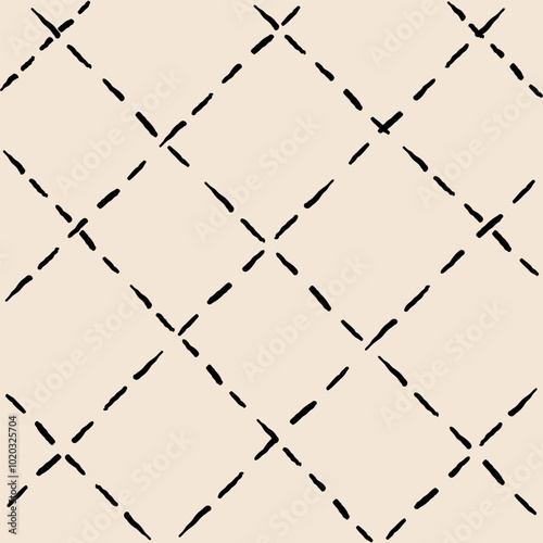 Vector hand drawn cute checkered pattern. Doodle Plaid geometrical simple texture. Crossing lines. Abstract cute delicate pattern ideal for fabric, textile, wallpaper
