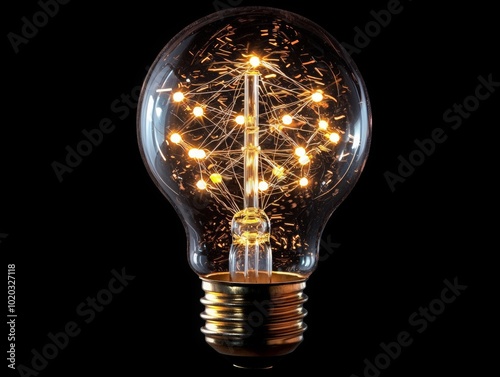 Intricate Lightbulb with Illuminated Circuit Design