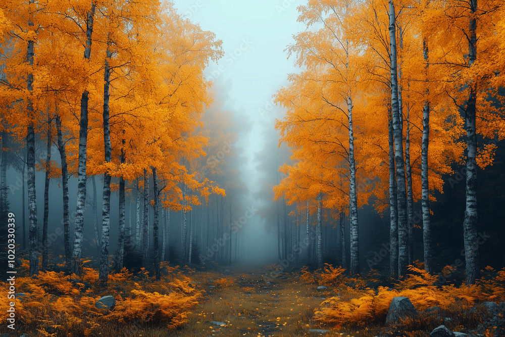 Fototapeta premium minimalistic foggy autumn scenery