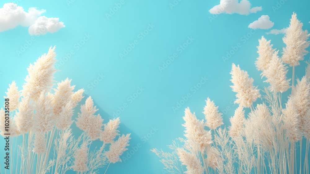 Pampas grass against a clear blue sky backdrop Pampas grass with blue sky background Pampas grass against a clear blue sky backdrop Pampas grass with blue sky background