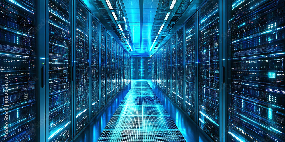 Hyper-realistic photo of a high-tech data center Hyper-realistic photo of a high-tech data center