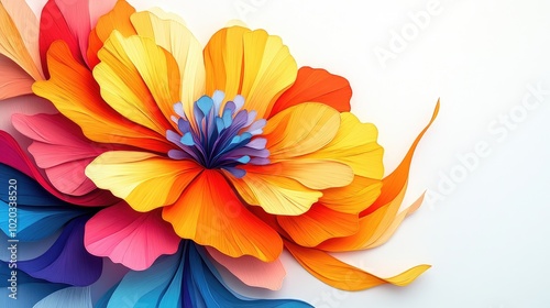 Wallpaper Mural Close up of a vibrant Portulaca flower against a white backdrop Close up of a colorful Portulaca flower on a white background Torontodigital.ca