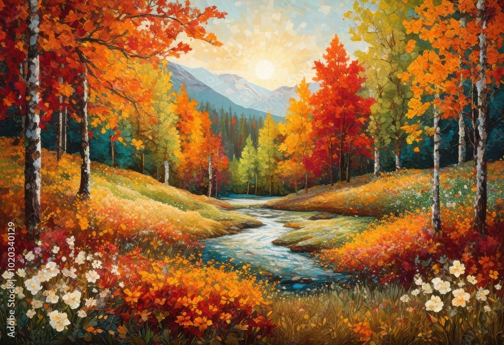 Naklejka premium vibrant natural patterns evolving through seasons showcasing unique textures colorforms transformations changing landscape, rainbow, lgbtq, lgbt, pride