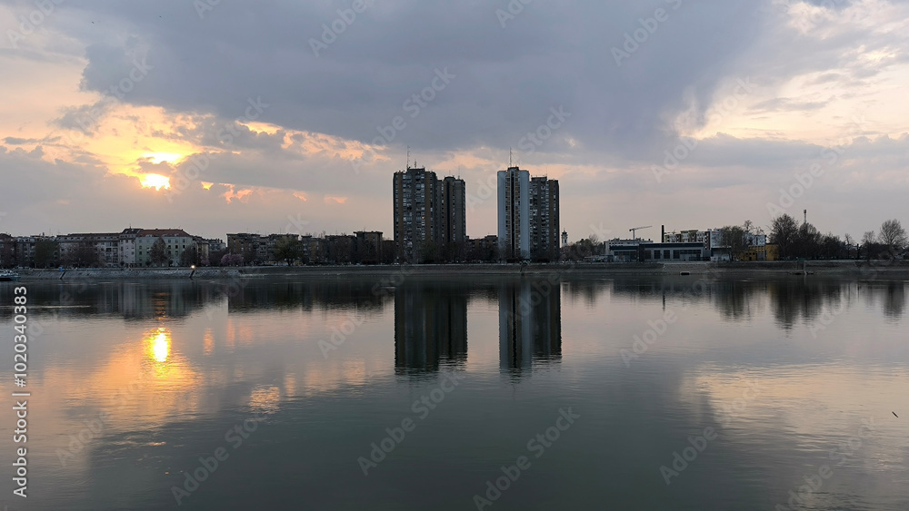 Naklejka premium banks of Danube river in Novi Sad