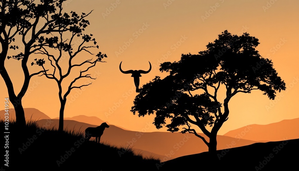 Single Color Silhouette Scenes nature landscapes Single Color Silhouette Scenes nature landscapes