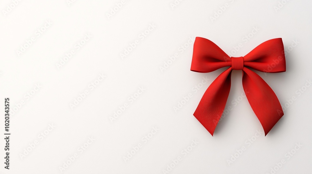 A simple red ribbon bow placed on a light surface, evoking feelings of gift-giving and festive occasions. A simple red ribbon bow placed on a light surface, evoking feelings of gift-giving and festive occasions.