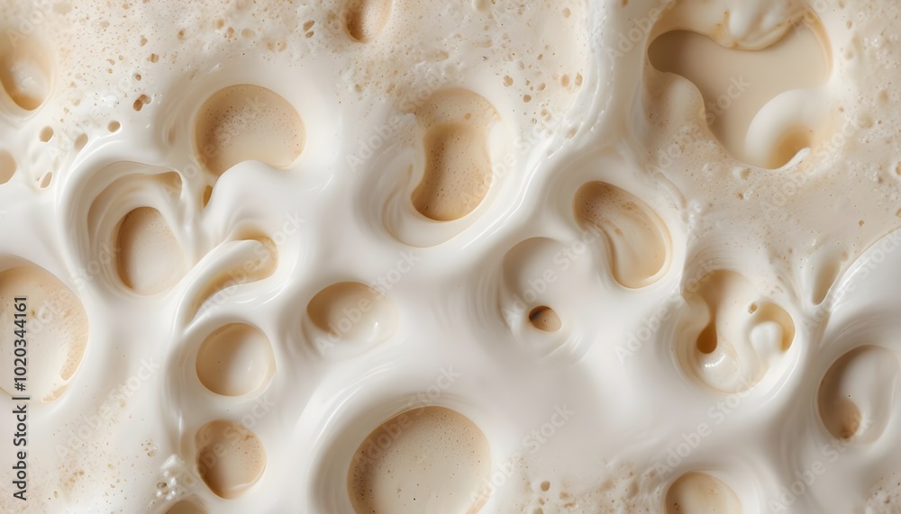 Macro shot of a foamy, airy, and textured surface resembling the surface of a latte Macro shot of a foamy, airy, and textured surface resembling the surface of a latte