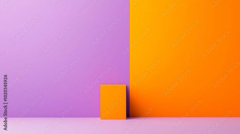 Bright colors contrast in an artistic space with purple and orange walls during daylight Bright colors contrast in an artistic space with purple and orange walls during daylight
