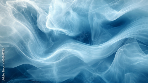 Soft Wisps of Blue Smoke Flowing Elegantly Through Abstract Airy Space