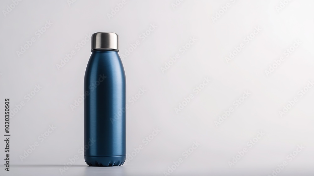 Sleek Matte Blue Thermos Bottle Isolated on White Background, Perfect for Outdoor Activities and Everyday Use, Combining Style and Functionality Sleek Matte Blue Thermos Bottle Isolated on White Background, Perfect for Outdoor Activities and Everyday Use, Combining Style and Functionality