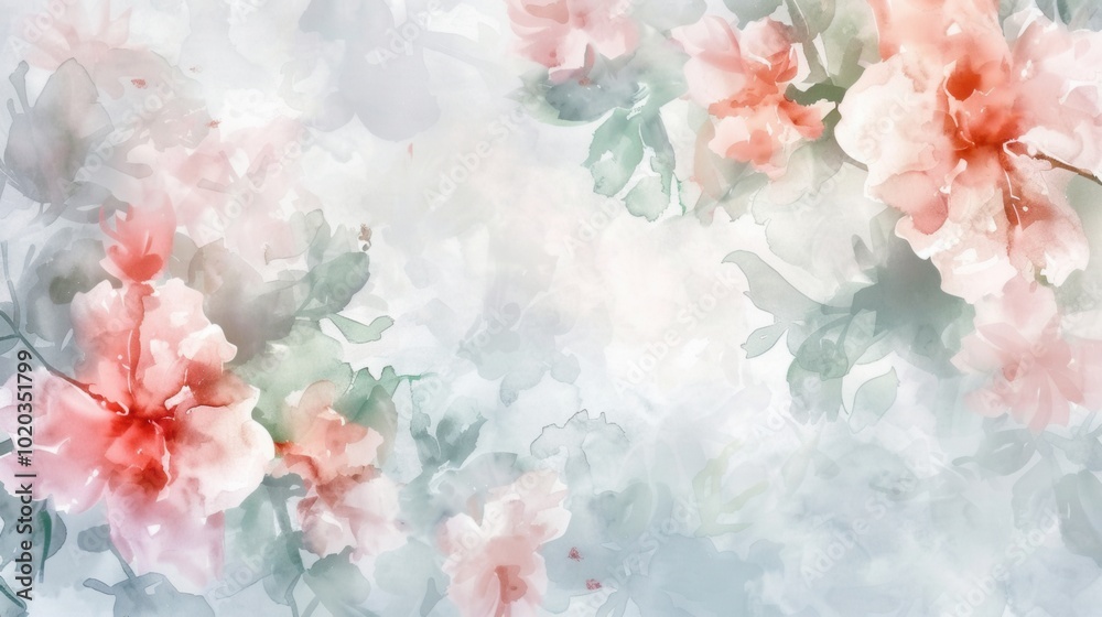 Soft pastel blooms blend into a tranquil background, highlighting the beauty of watercolor technique with gentle hues and floral shapes. Generative AI Soft pastel blooms blend into a tranquil background, highlighting the beauty of watercolor technique with gentle hues and floral shapes. Generative AI
