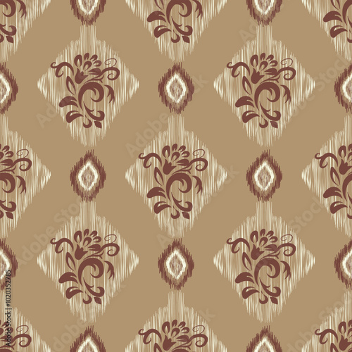 seamless floral pattern on vintage style  , Motif ethnic  floral seamless textil,  embroidery, print striped ornament floral, pattern, design for wrapping, silk, scarf, background, textile