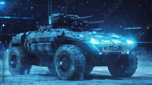 Military combat vehicles with advanced AI and stealth technology, highlighting innovations in battlefield systems photo