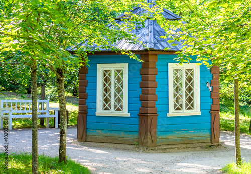 Gazebo in the Mikhailovskoye museum-estate, Pushkin Mountains, Pskov region, Russia photo