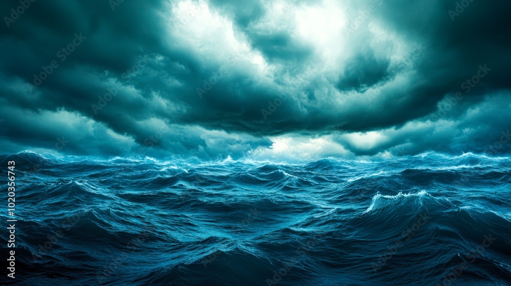 A dramatic seascape captures tumultuous waves and dark clouds, evoking a sense of power and mystery, Ideal for themes of nature, storms, or sea adventures in creative projects, A dramatic seascape captures tumultuous waves and dark clouds, evoking a sense of power and mystery, Ideal for themes of nature, storms, or sea adventures in creative projects,