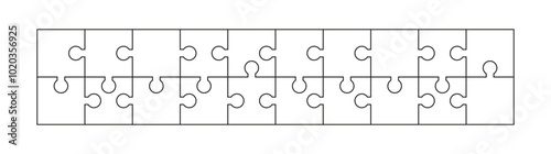 Puzzle templates. Outline puzzle grid collection. Horizontal Banner Made of Puzzles PNG