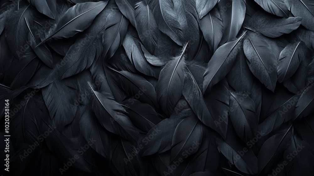 Black Feather Abstract Background with Intricate Textures - Made with Generative AI Black Feather Abstract Background with Intricate Textures - Made with Generative AI