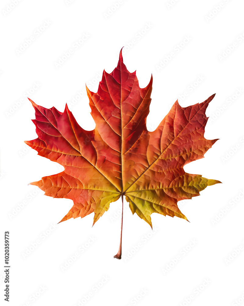 A single leaf in vibrant autumn colors A single leaf in vibrant autumn colors