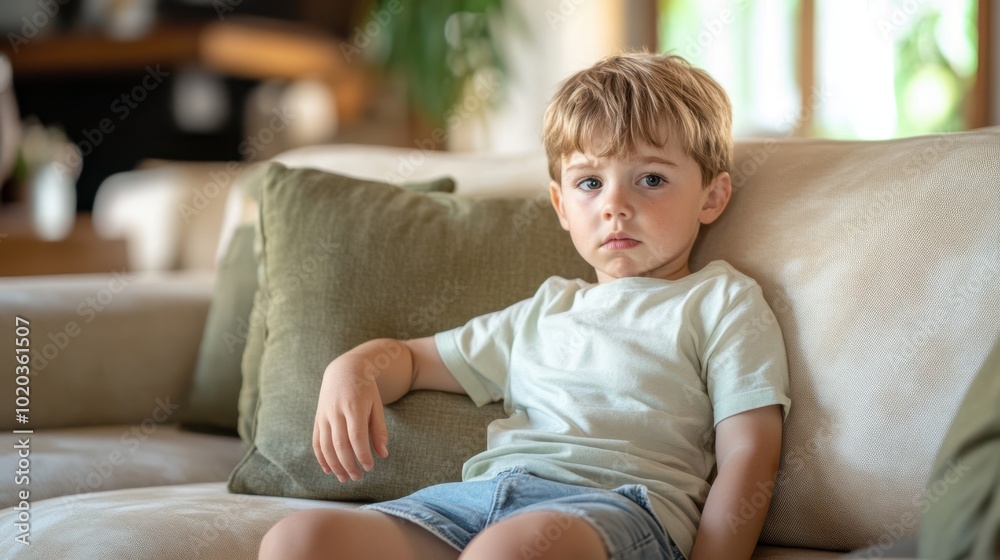 The Boy Sitting on Couch The Boy Sitting on Couch