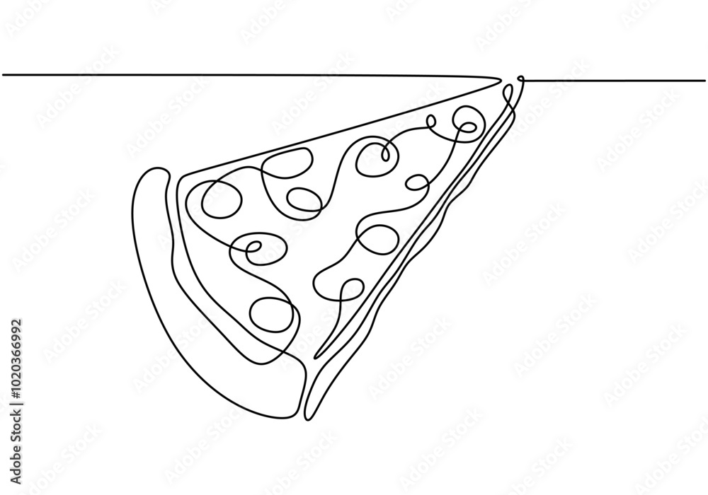 Pizza slice continuous line drawing. Minimalist food concept isolated on white background. Pizza slice continuous line drawing. Minimalist food concept isolated on white background.