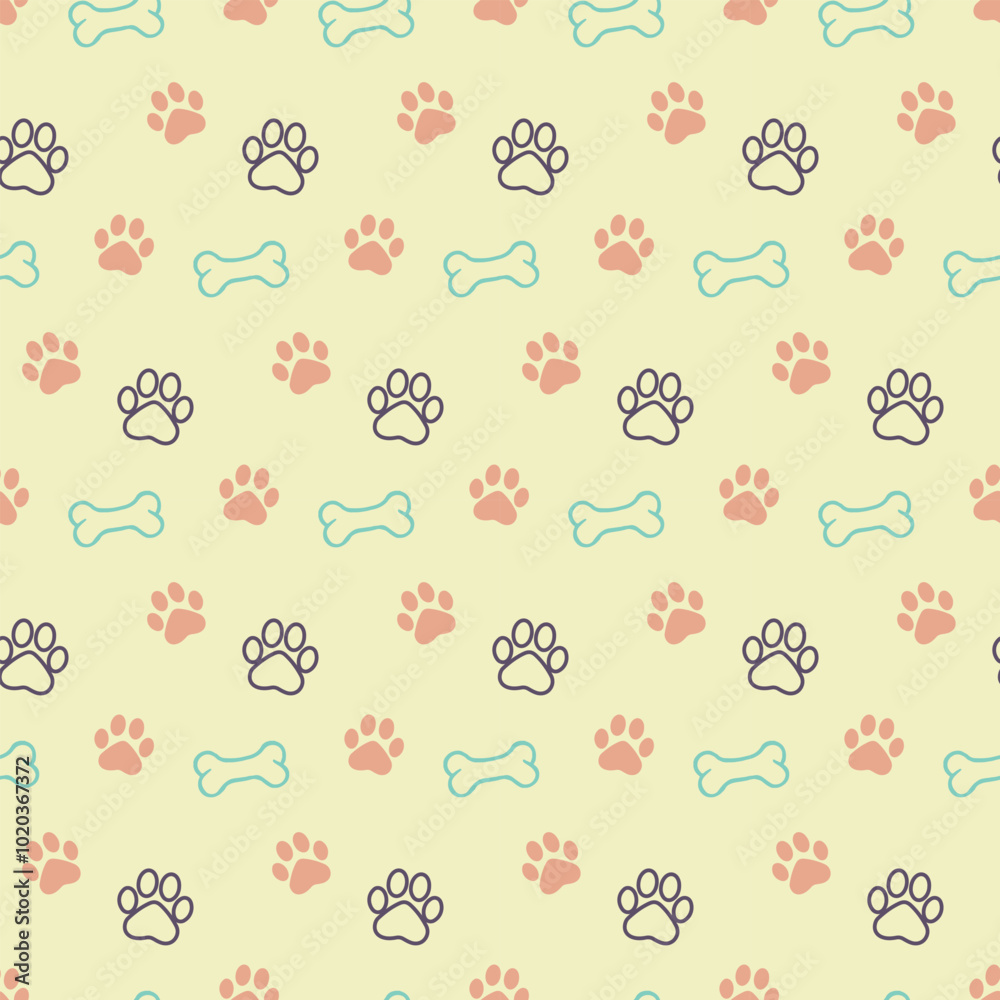 dog bone paw pattern vector design illustration
