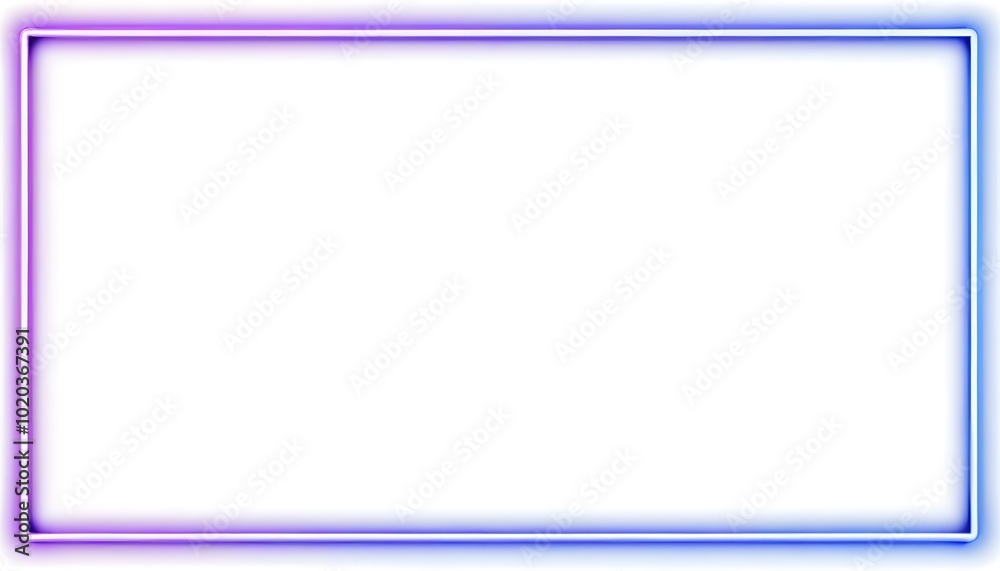 A simple white background with a border of purple and blue neon lights or lines A simple white background with a border of purple and blue neon lights or lines