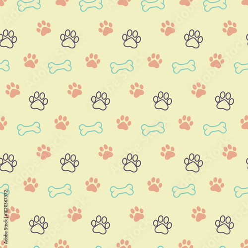 dog bone paw pattern vector design illustration