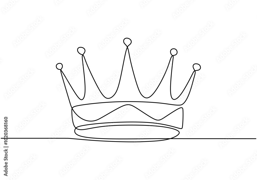 Continuous line drawing of a royal crown. Illustration for beauty and fashion concepts. Continuous line drawing of a royal crown. Illustration for beauty and fashion concepts.