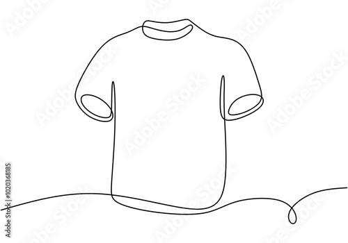 Continuous line drawing of a T-shirt. Illustration for beauty and fashion concepts.