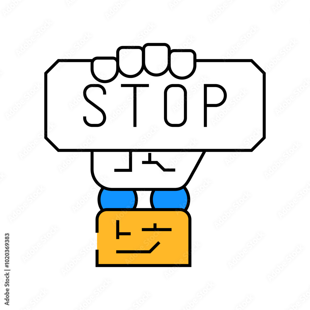 stop robot hand gesture line icon vector. stop robot hand gesture sign. isolated symbol illustration stop robot hand gesture line icon vector. stop robot hand gesture sign. isolated symbol illustration