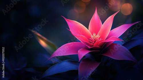Pink Flower Bloom in Dark Background