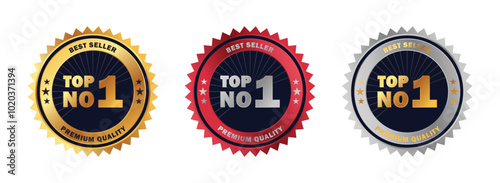 no 1 premium badge set vector design illustrator