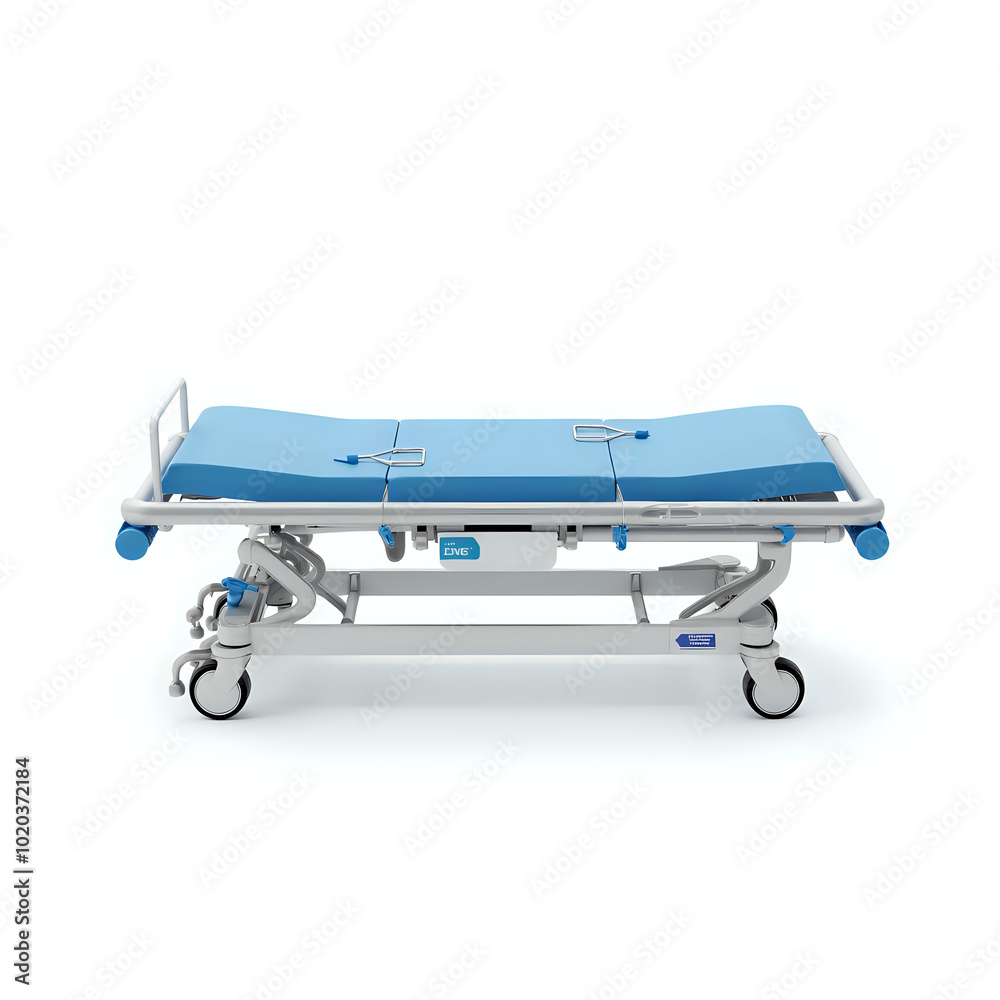 3D illustration of a metal cart with wheels designed for medical and airport use, featuring luggage and furniture elements 3D illustration of a metal cart with wheels designed for medical and airport use, featuring luggage and furniture elements