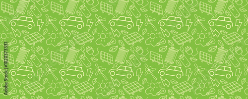 renewable energy sources seamless pattern green background