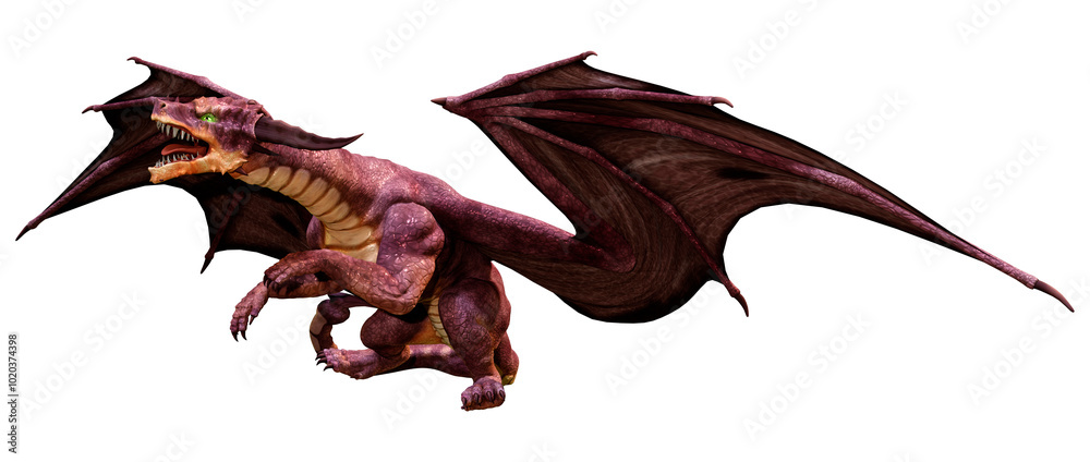 Fototapeta premium 3D Rendering Fairy Tale Dragon on White
