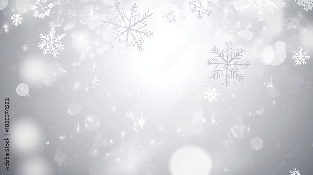 Soft Gray Background with Snowflakes