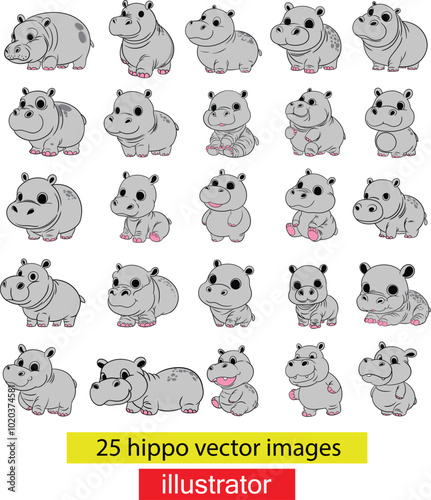 25 hippo vector images - EPS Files