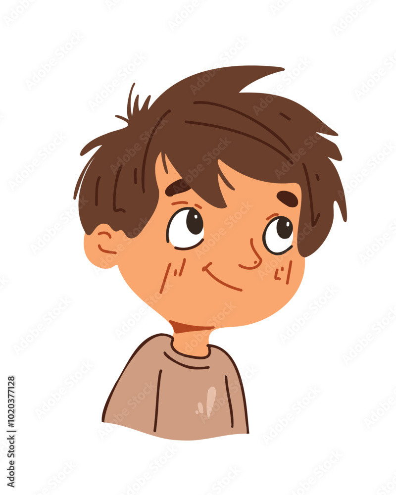 Funny cartoon boy with messy hair Funny cartoon boy with messy hair