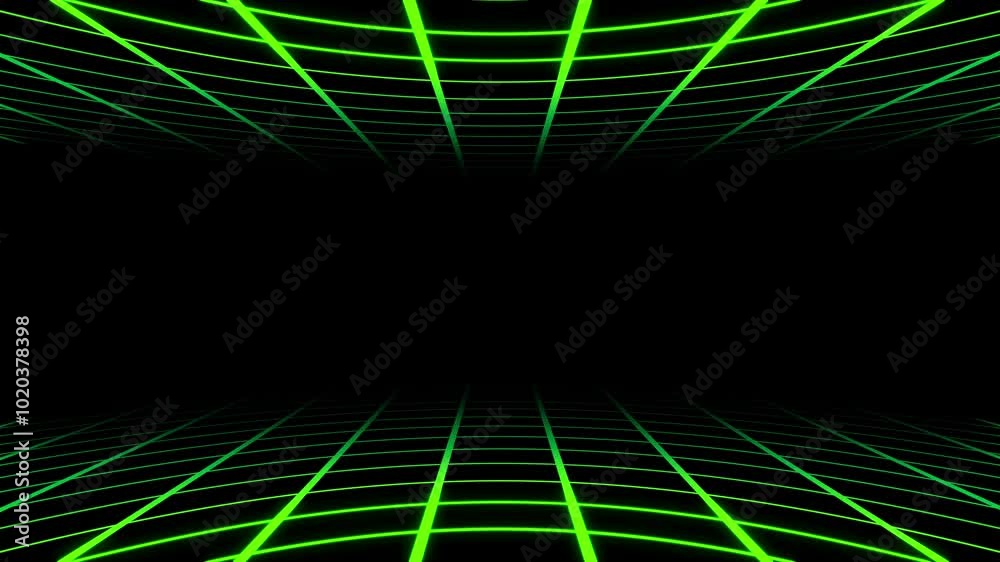 Curved grid background with green and lime green neon color. Ideal for any motion graphic projects.