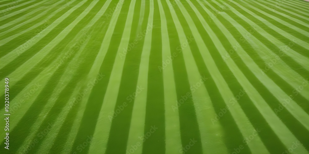 Obraz premium A lush, vibrant green lawn with parallel mowing lines