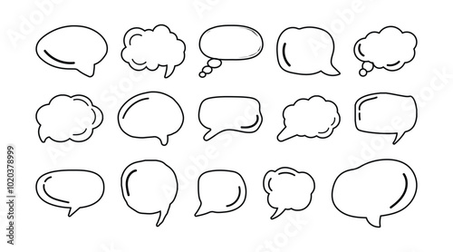 Vector empty bubbles speech doodle set 