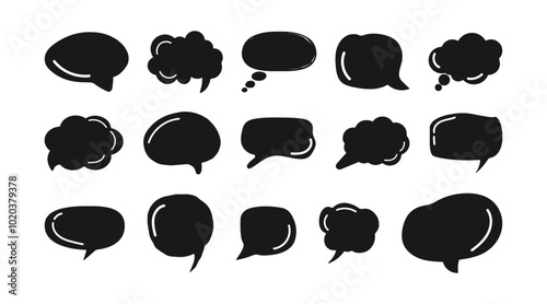 vector bubbles speech doodle set black 