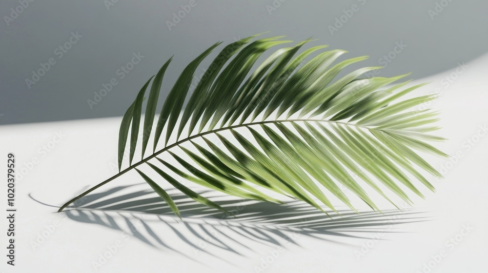 Fototapeta premium Palm Leaf on a White Background