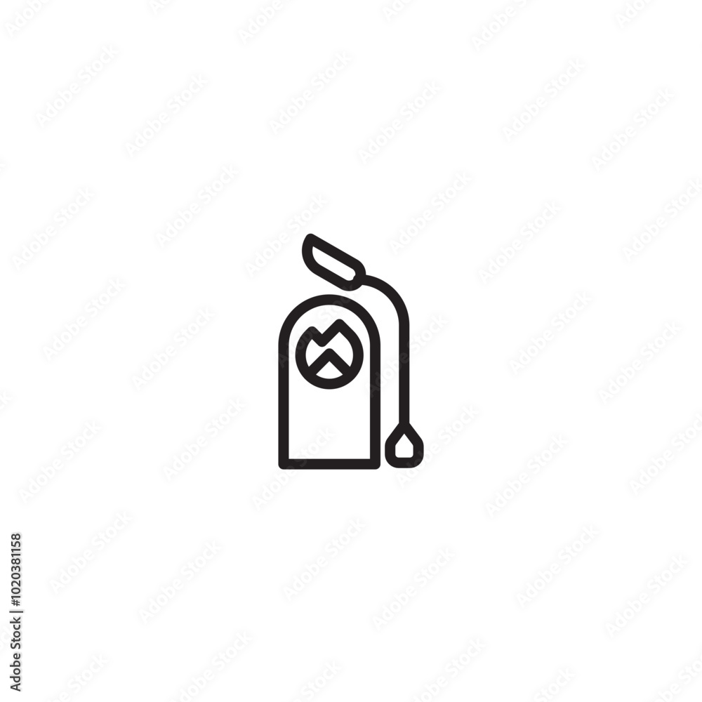 Fire extinguisher icon. Safety equipment symbol. Fire safety graphic. Fire extinguisher with flames. Simple line art extinguisher. Fire extinguisher icon. Safety equipment symbol. Fire safety graphic. Fire extinguisher with flames. Simple line art extinguisher.