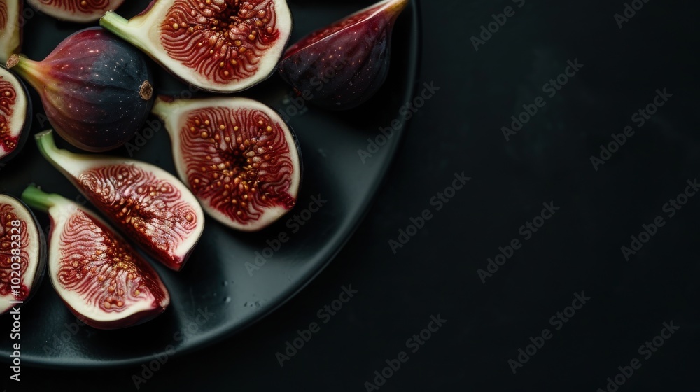 Ripe Figs on Dark Plate Ripe Figs on Dark Plate