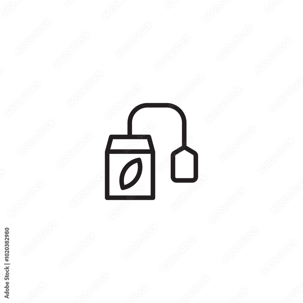 Tea bag. Ready to brew. A line drawing of a tea bag with a tag, ready to be steeped in hot water. Editable icon. Tea bag. Ready to brew. A line drawing of a tea bag with a tag, ready to be steeped in hot water. Editable icon.