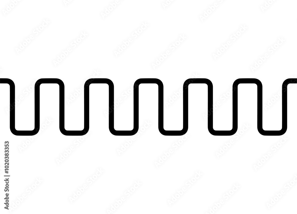 Seamless Strict vector eel from a black curved line on a white background. Zigzag, serpentine, Design element. Border. Vector background