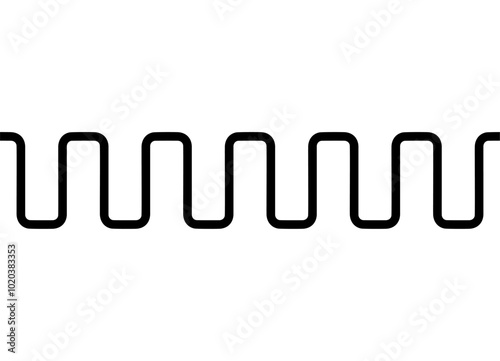 Seamless Strict vector eel from a black curved line on a white background. Zigzag, serpentine, Design element. Border. Vector background